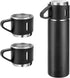 DEVICE OF URBAN INFOTECH Vacuum Insulated Flask Water Bottle, Double Wall Stainless Steel Thermal Bottle with Lid 3 Cup for Hot & Cold Water, Coffee Travel Thermos for Office & Outdoor (Black)- Damage Box - Have Scratches
