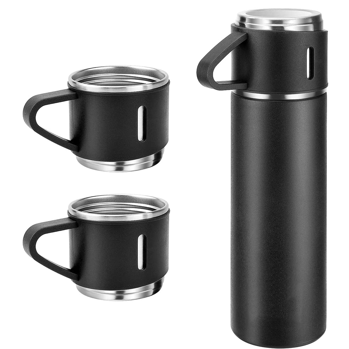 DEVICE OF URBAN INFOTECH Vacuum Insulated Flask Water Bottle, Double Wall Stainless Steel Thermal Bottle with Lid 3 Cup for Hot & Cold Water, Coffee Travel Thermos for Office & Outdoor (Black)- Damage Box - Have Scratches
