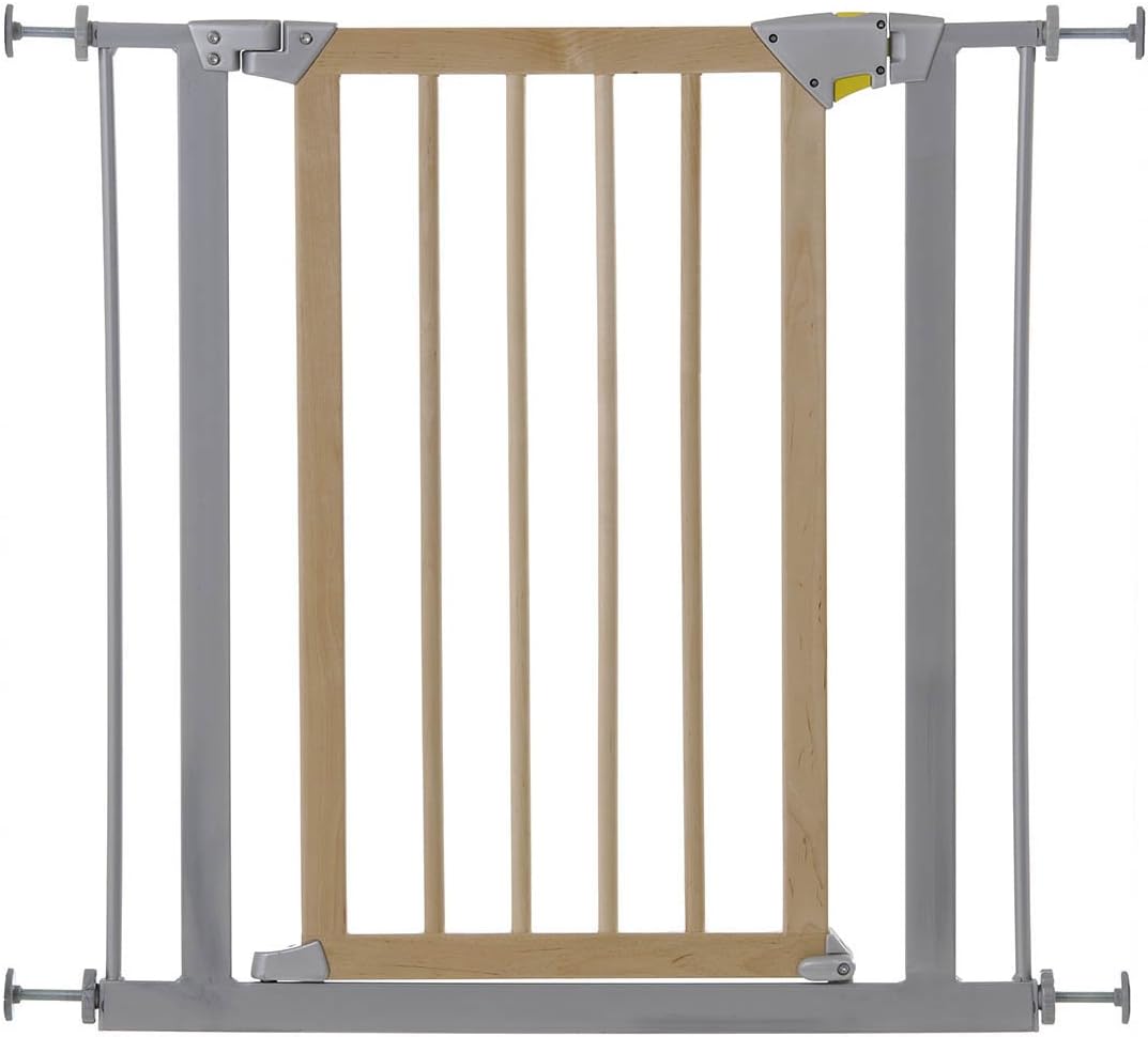 Hauck Deluxe Wood and Metal Pressure Fix Safety Gate - Metallic