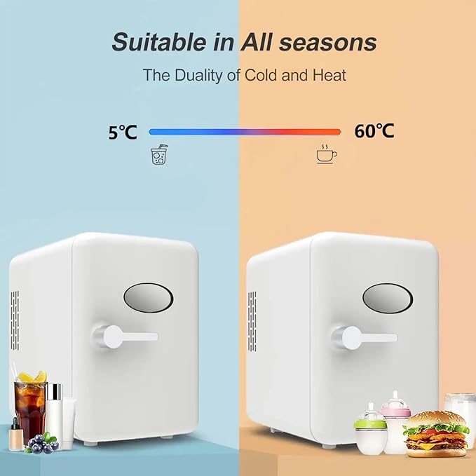 SKY-TOUCH Mini Fridge 4L Portable Cooler & Warmer 6 Can White