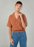 Plain Top with Notched Lapel and Short Sleeves