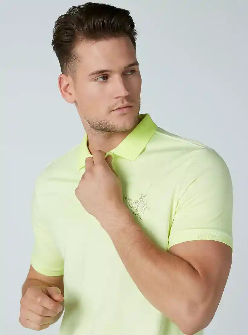 Embroidered Polo Neck T-shirt with Short Sleeves - Safqqa Egypt