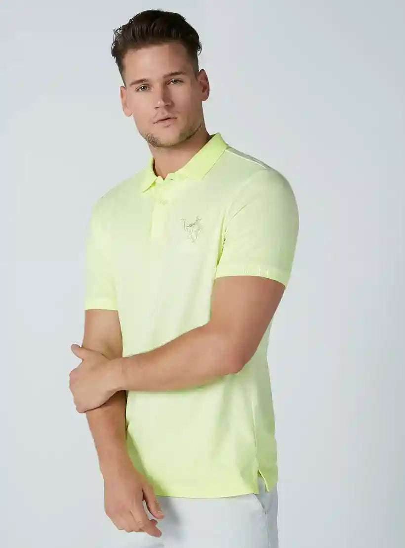 Embroidered Polo Neck T-shirt with Short Sleeves - Safqqa Egypt