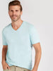 Solid T-shirt with V-neck and Short Sleeves - Safqqa Egypt