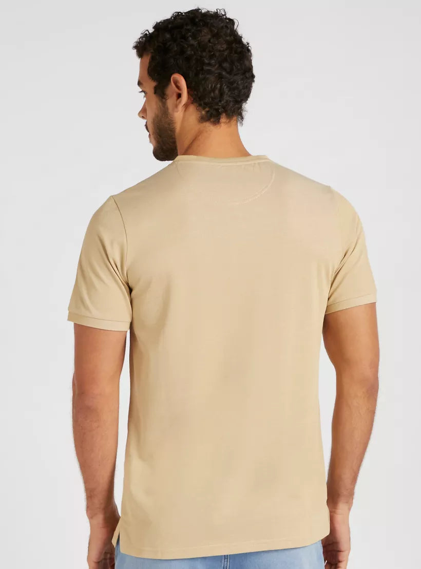 Splash Solid T-shirt with Henley Neck and Short Sleeves For Men,