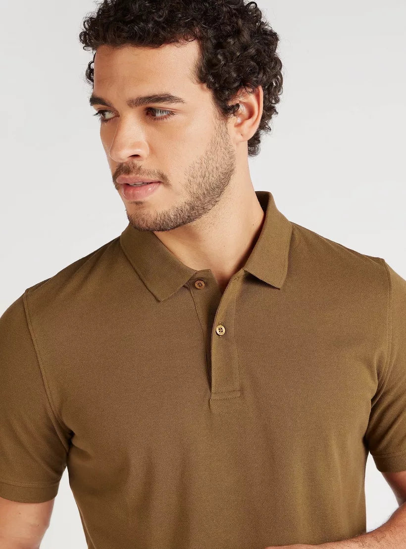 Solid Polo T-shirt with Short Sleeves