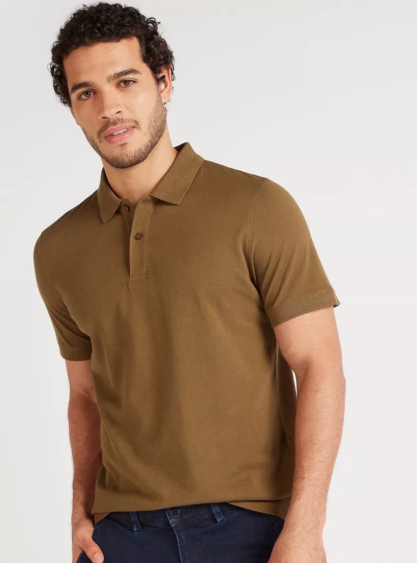 Solid Polo T-shirt with Short Sleeves