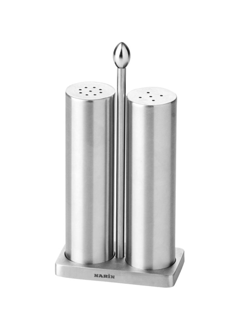 Narin – Star Stainless Steel Salt & Pepper Set with Stand – Elegant Kitchen Table Accessory