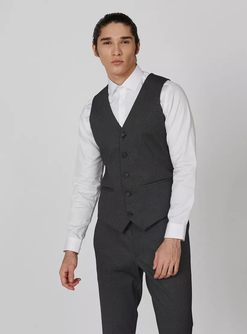 Splash Slim Fit Chequered Waist Coat with Welt Pockets For Men,• Classic chequered pattern for timeless style.