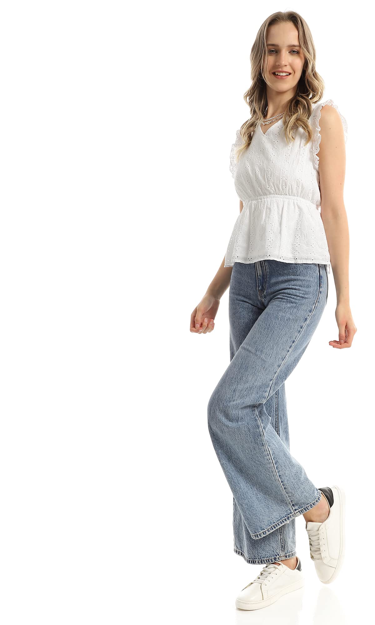 Ravin Printed Cap Sleeves Top With Elastic Hem Blouse For Women ,