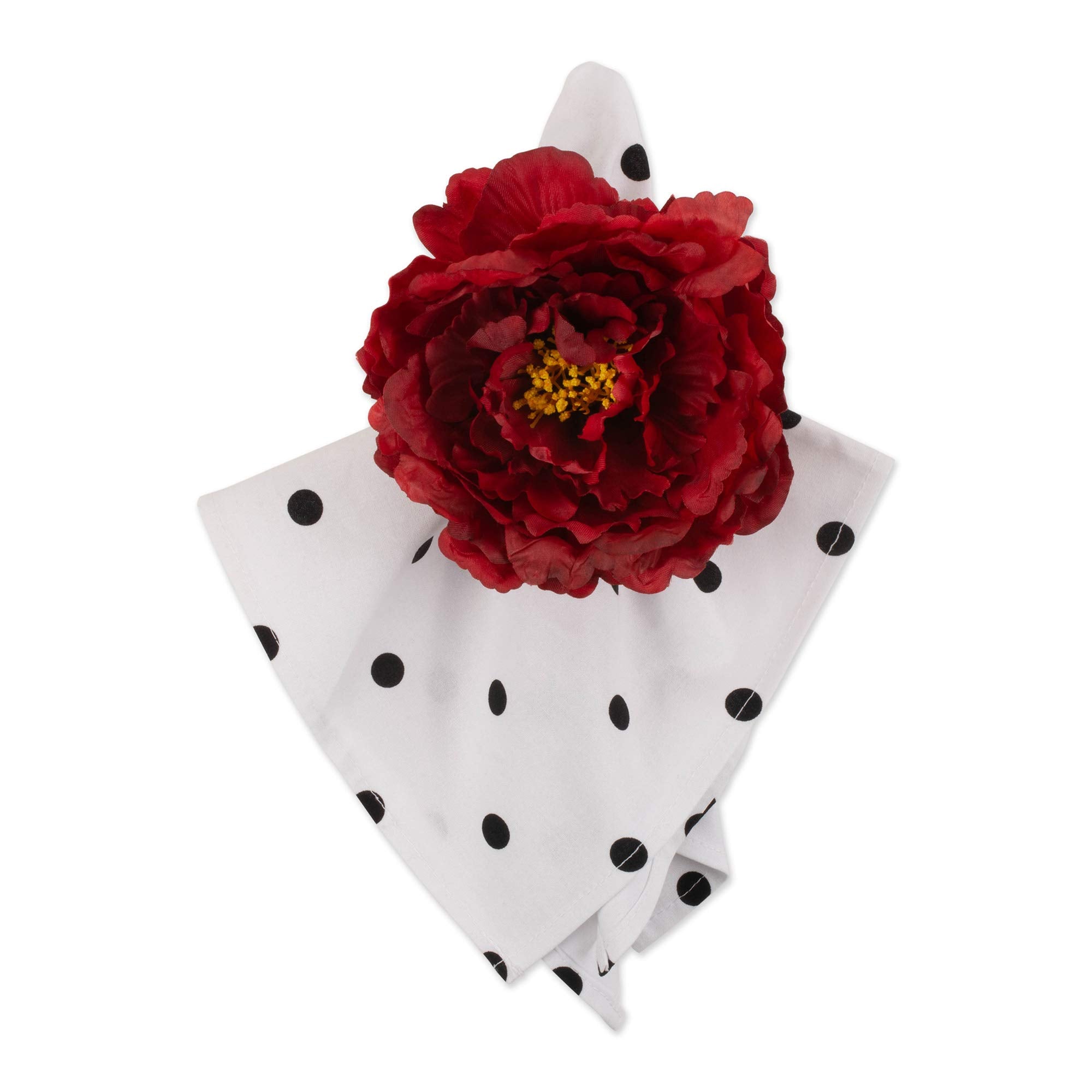 Dii Beautiful Peony Flower Napkin Rings – Deep Red – Set of 4