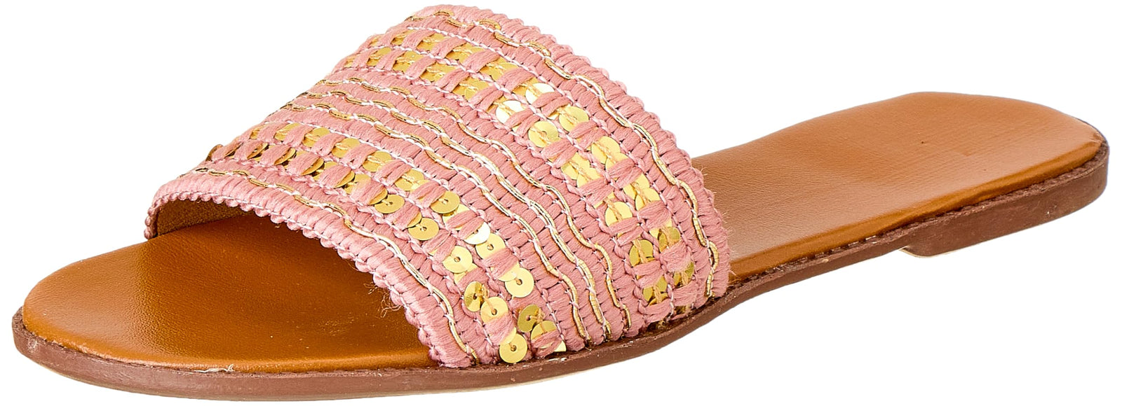 Sway Women’s Fabric Slide Slipper with 1 cm Heel and Shiny Finish - Safqqa Egypt