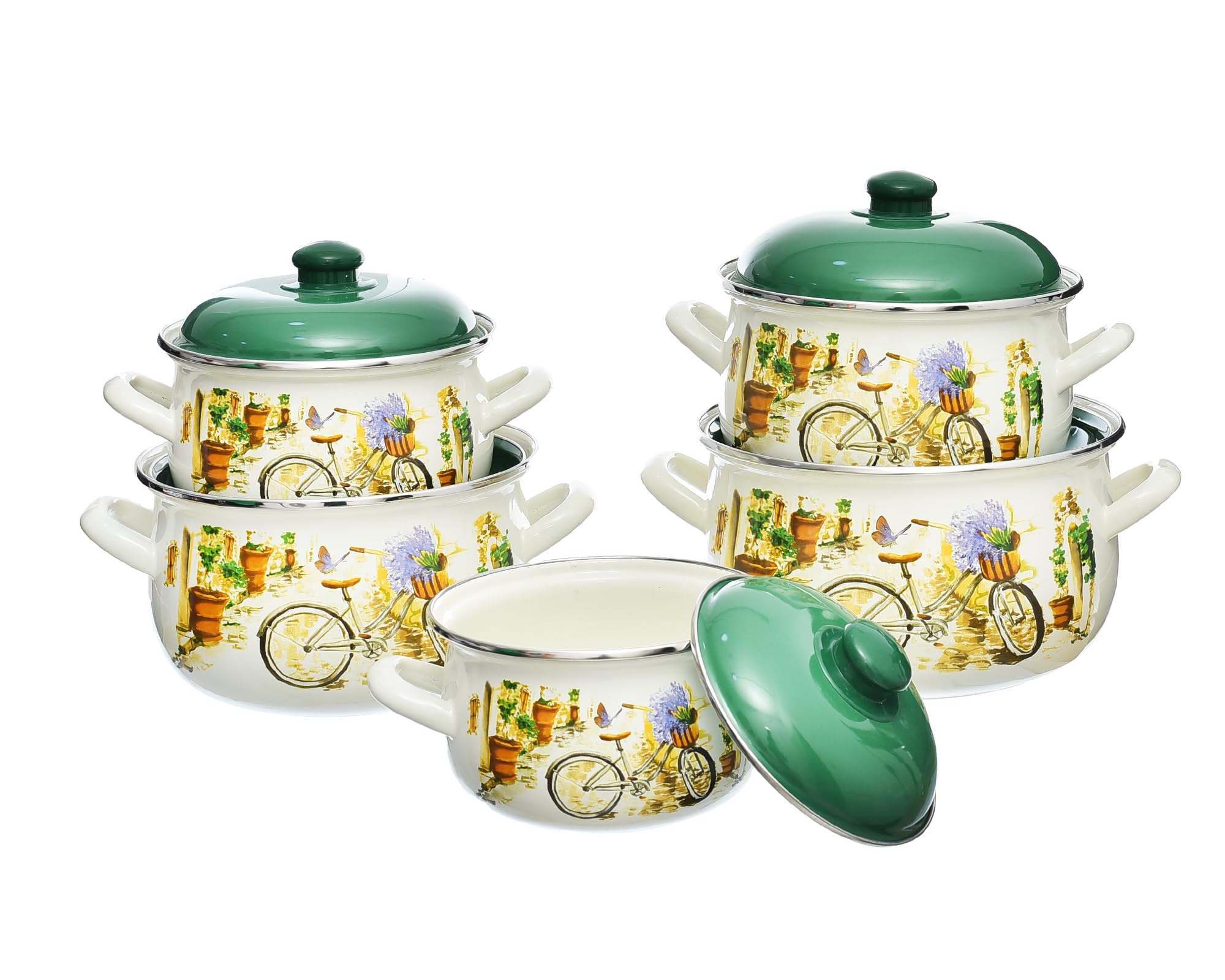 طقم أواني Avsar Juliet مطلي بالمينا – 5 قطع، لون موف