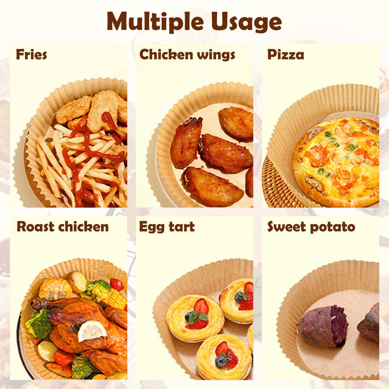 Zwirelz Airfryer Pack of 50 Air Fryer Parchment Paper Liner Air Fryer Non-Stick Disposable Paper for Frying Pan, Oven, Microwave and Hot Air Fryer