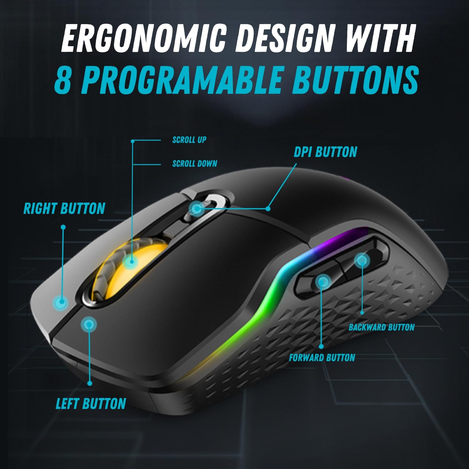 Rapoo VPRO VT200 IR RGB Wired Gaming Mouse Programmable Buttons 6200 DPI LED Multicolor Black