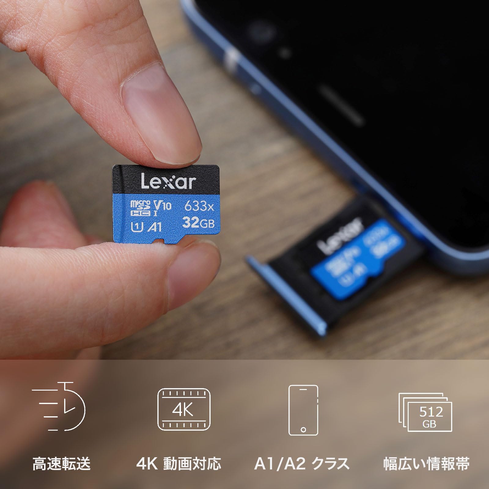 بطاقة ذاكرة MicroSD من ليكسار بسعة 64 جيجابايت UHS-I عالية الاداء 633x U3، بسعرة 100 ميجابايت في الثانية