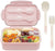 YumLock Boxes for Adults - 1400 ML Bento Lunch Box For Kids Childrens With Spoon and Fork - Durable, Leak-Proof for On-the-Go Meal, Transparent Cover - Reusable,3 Compartments Microwave Safe(Pink)