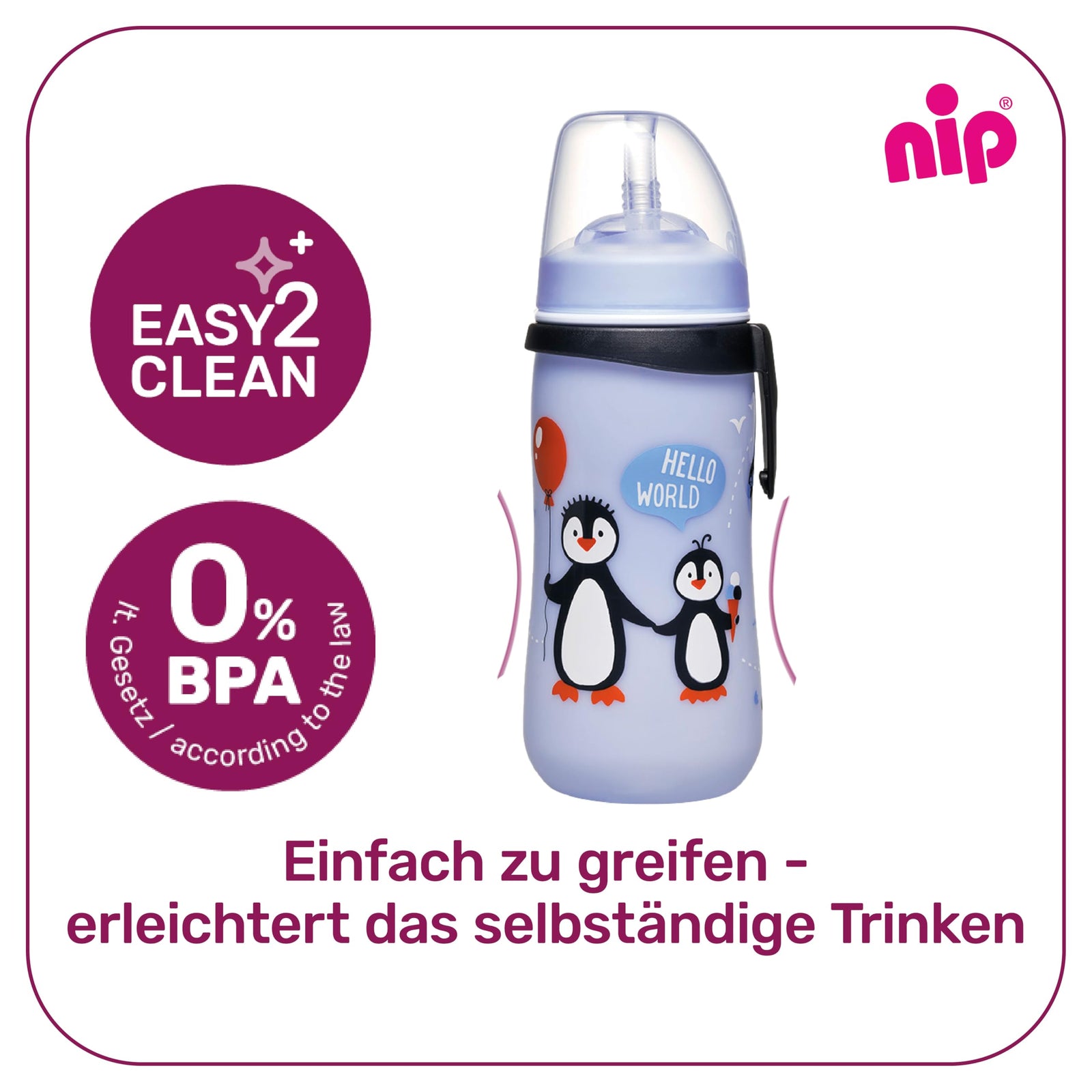 NIP Straw Cup for Kids – Spill Proof, 330 mL