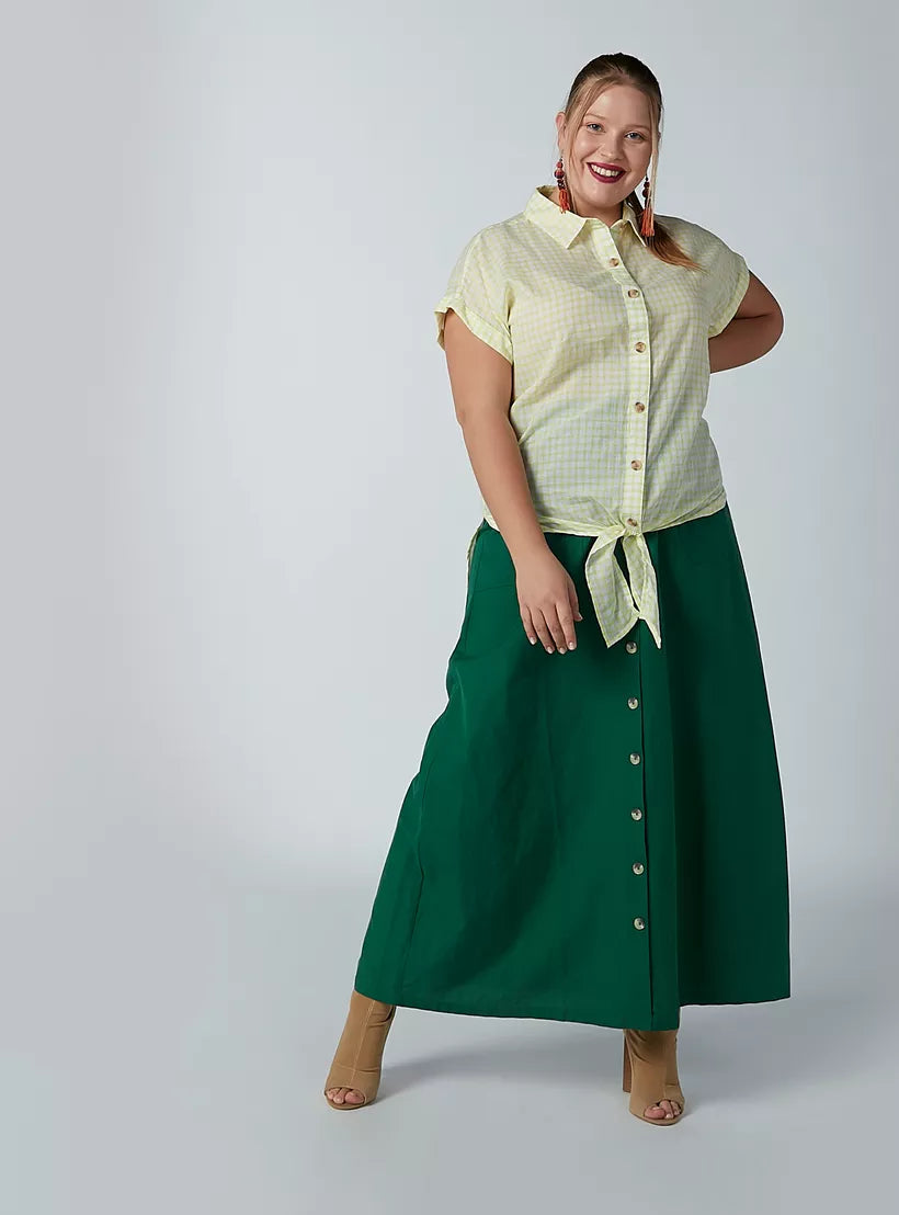 Chequered Shirt with Front Knot Detail and Short Sleeves
