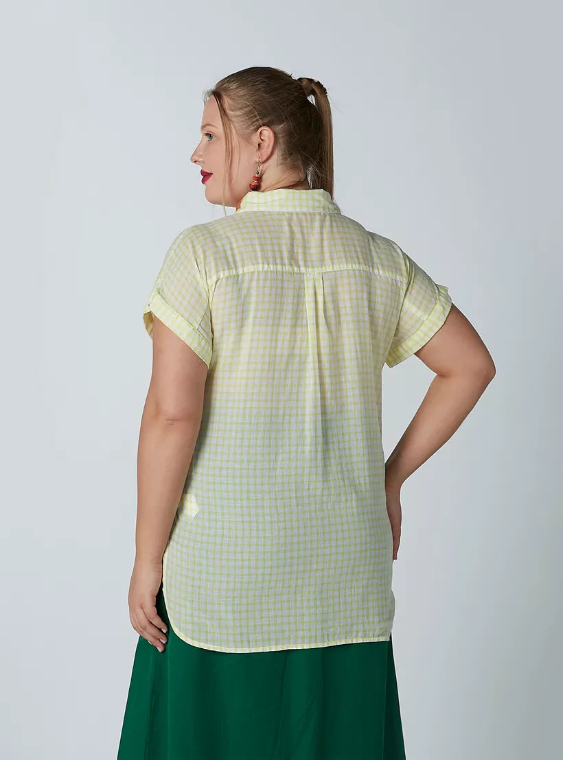 Chequered Shirt with Front Knot Detail and Short Sleeves