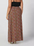 Printed Maxi A-line Skirt with Elasticised Waistband and Side Slit