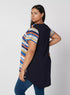 Printed Longline Top with V-neck and Short Sleeves