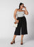Wide Fit Plain Flexi Waist Culottes with Tie Ups