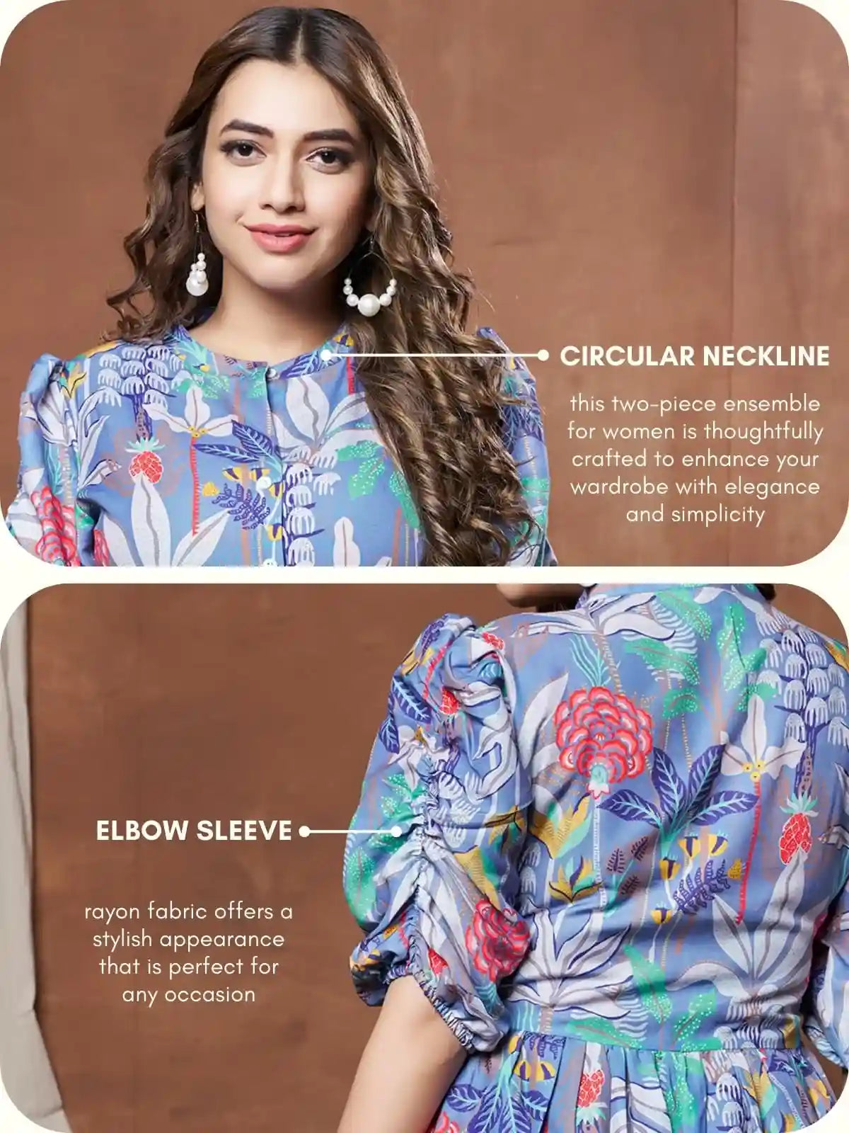 GRECIILOOKS كورتا عرقية أنيقة بطول قياسي من رايون للنساء