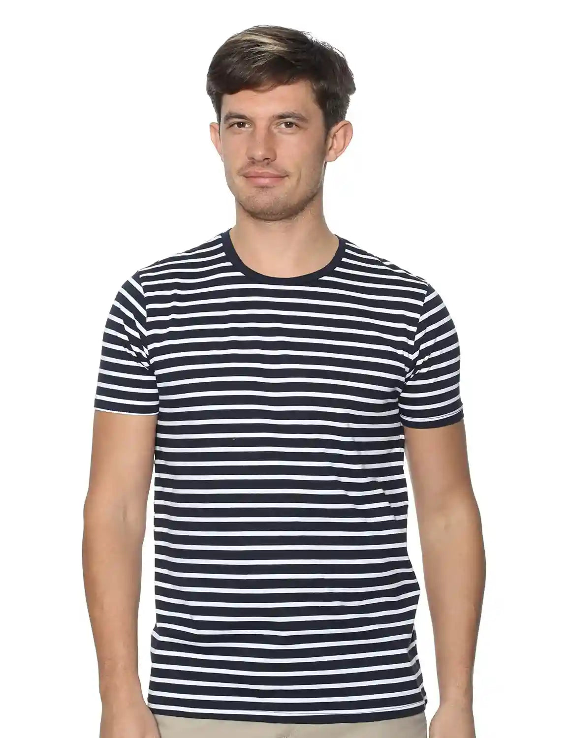 Dalydress Striped Short Sleeves Crew Neck Cotton T-shirt for Men - Safqqa Egypt