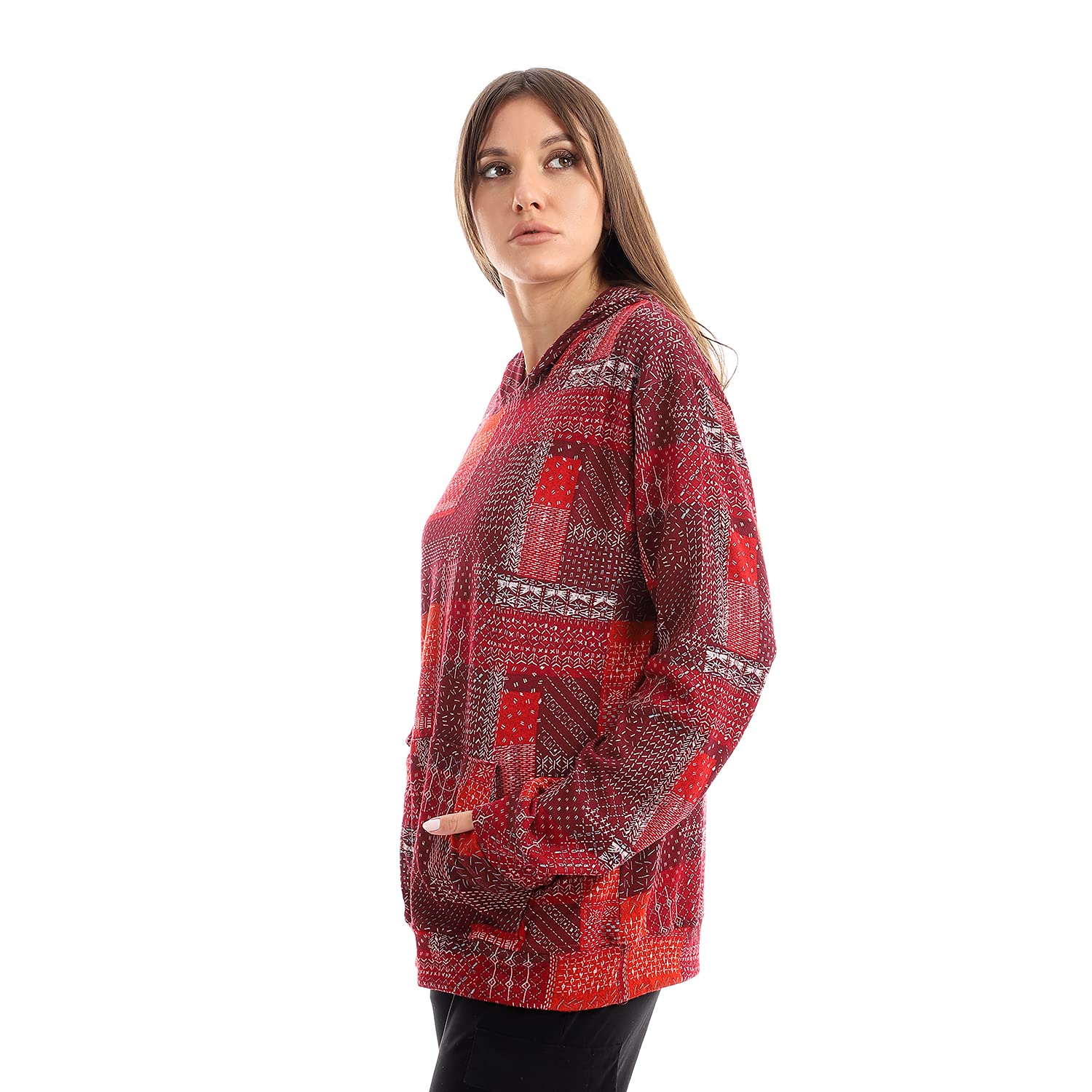 Kady Printed Loose Hoodie For Women,Loose fit for relaxed and effortless wear.
