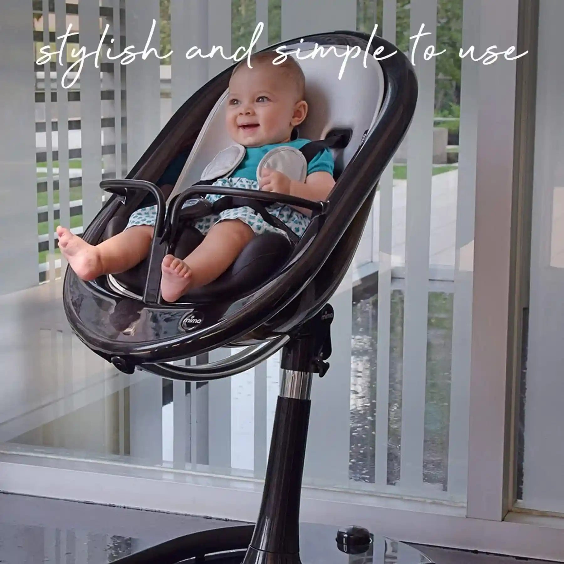 Mima High Chair for Babies, White Stable and secure design with safety harness