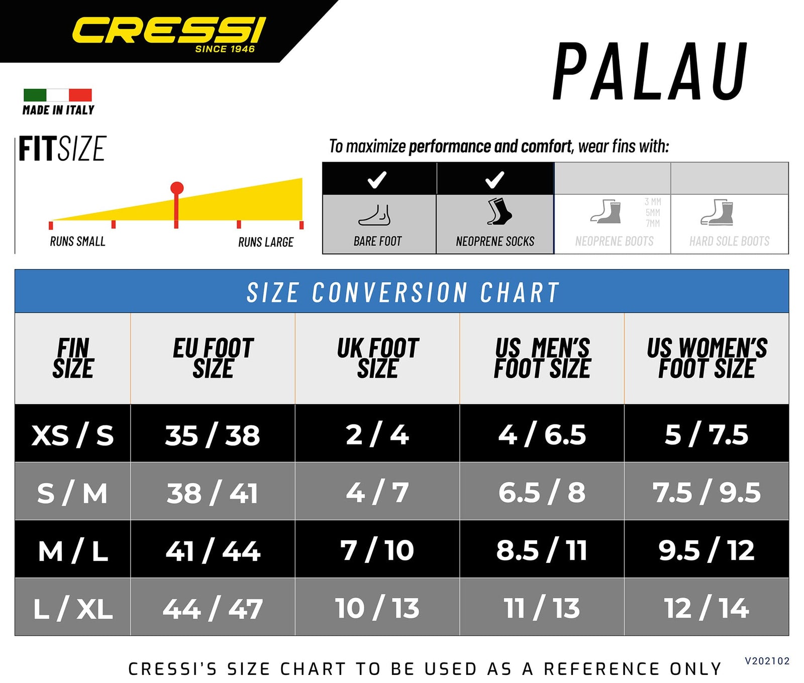 Cressi Palau Fins - Adjustable Long or Short Fins Adults and Children for Snorkelling and Swimming
