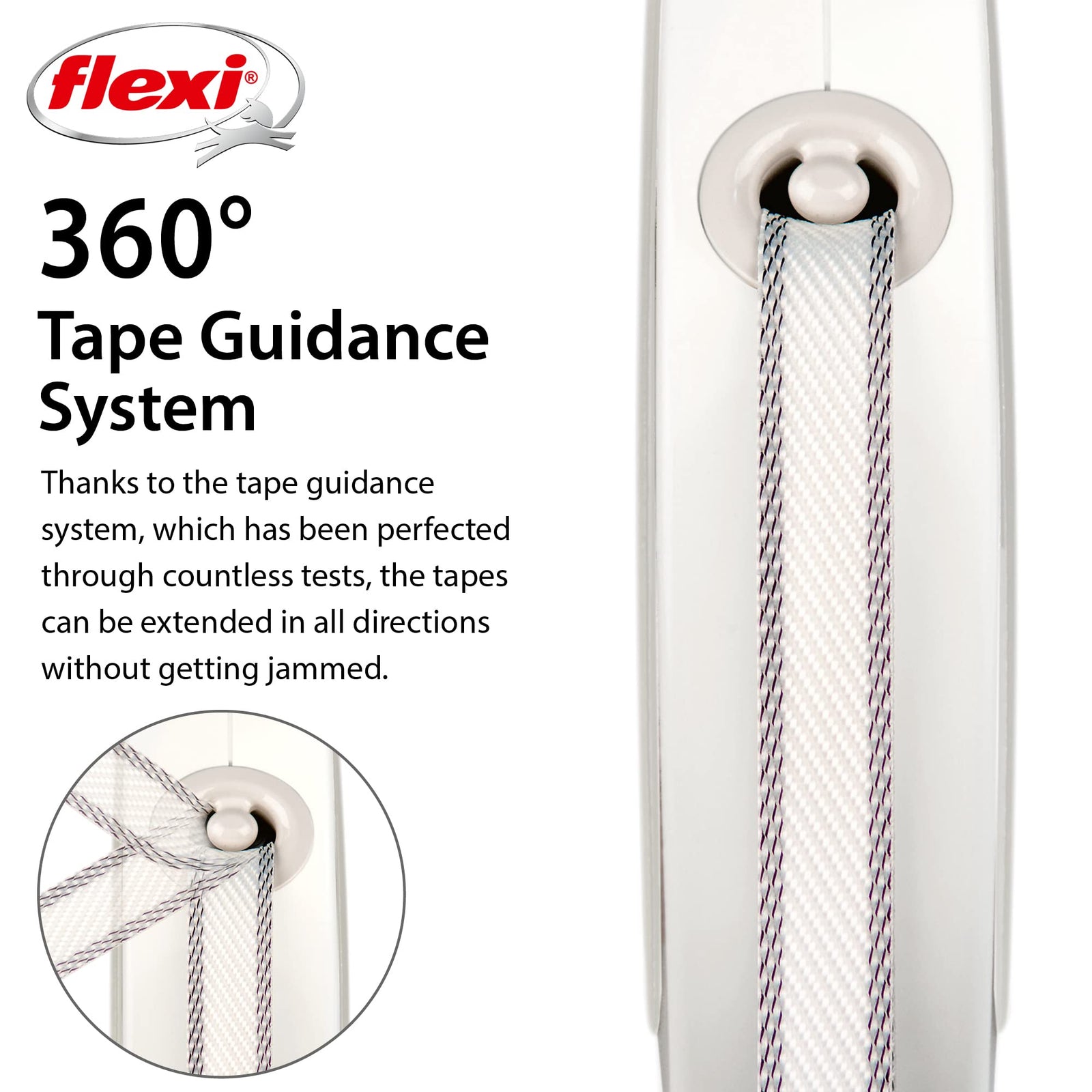 شريط فليكسي ستايل بطول ٥ أمتار باللون الأبيض هو أداة عملية وآمنة للكلاب. مثالي لتثبيت،