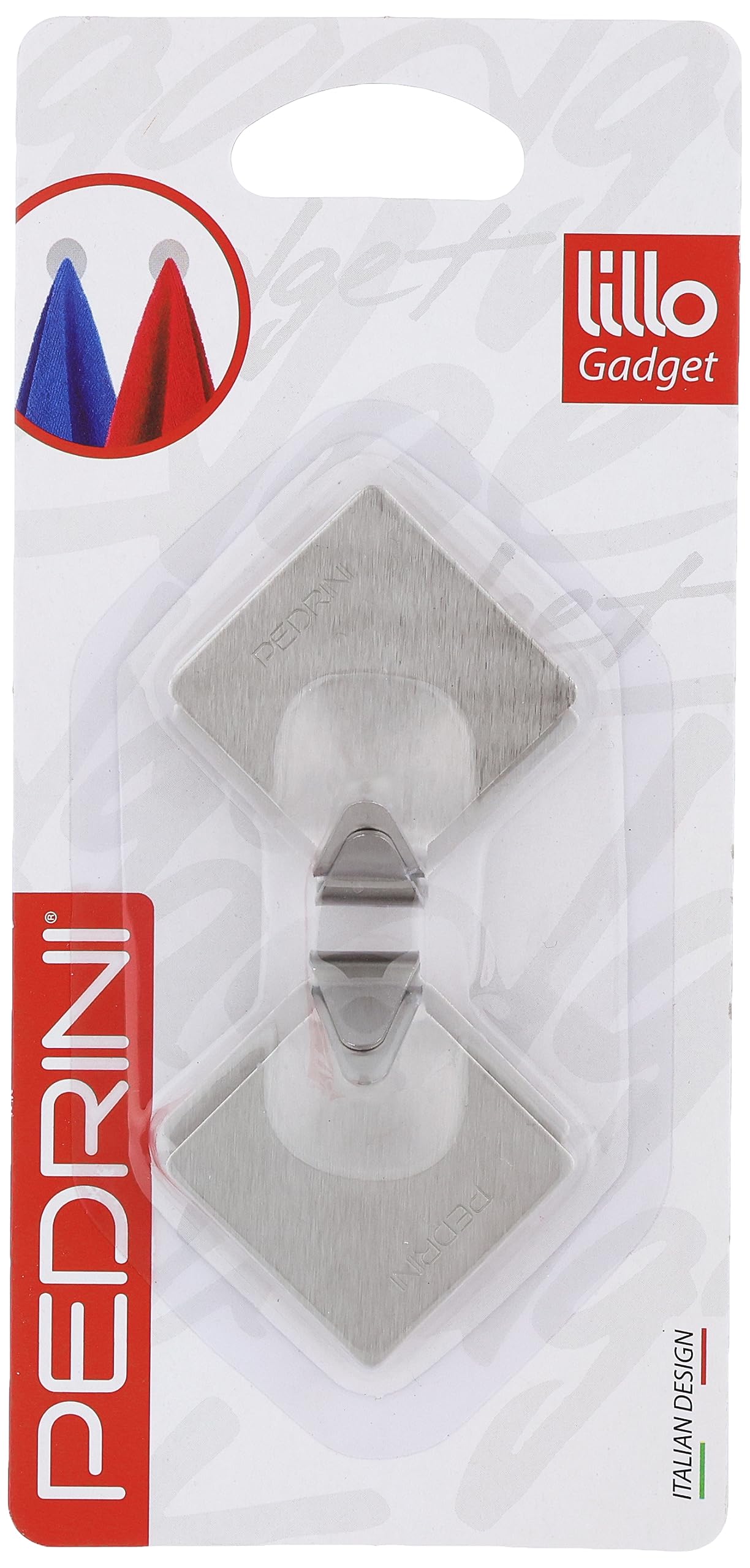 PEDRINI Gadget Adhesive Hooks Rombo, Stainless Steel, • Adhesive installation – no drilling required.