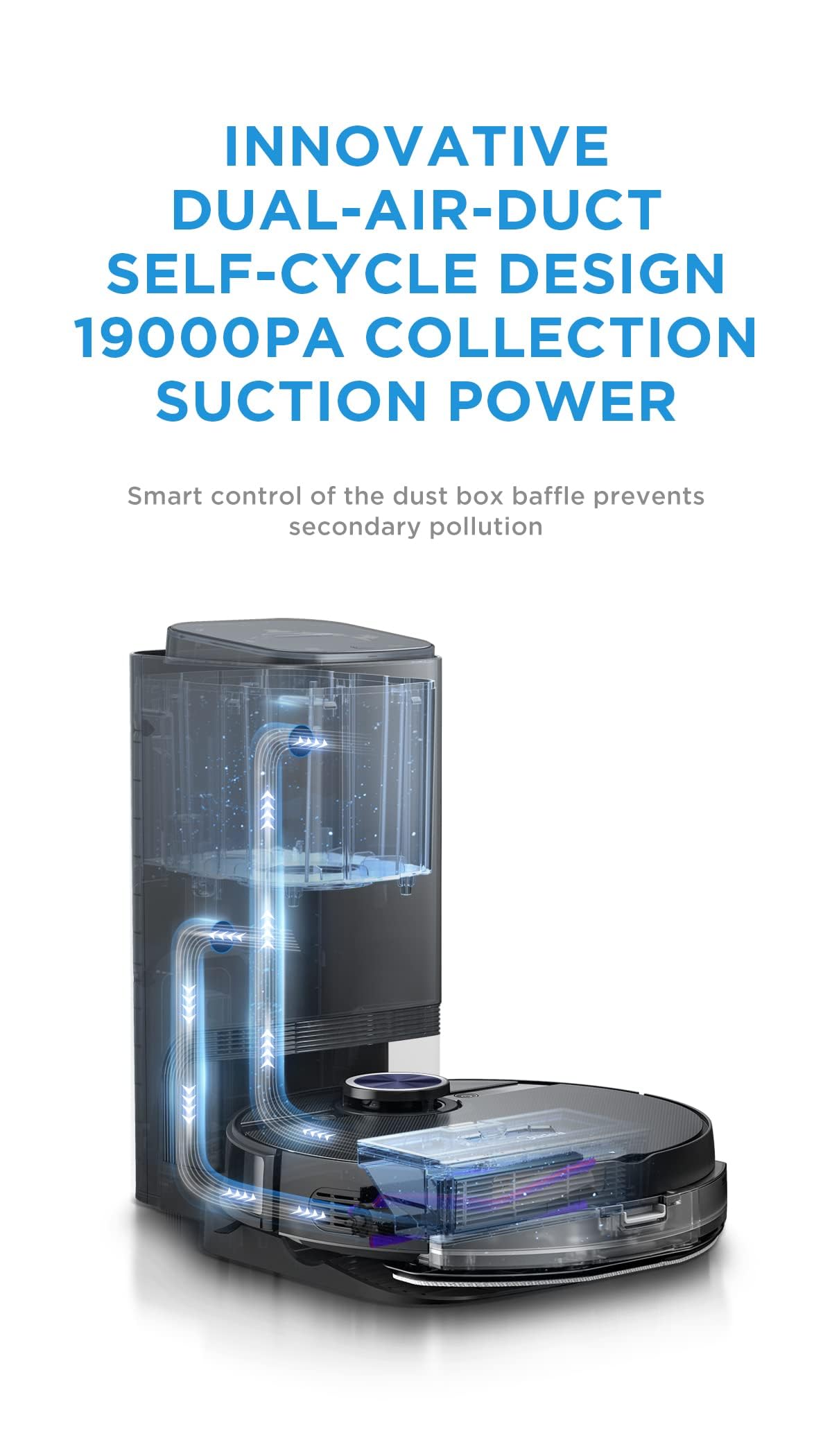 Midea Robot Vacuum cleaner, 4000Pa Strong Suction with BLDC motor App & Voice Control Msmartlife, Dust Bin In Station is 2L for 45 days, carpet sensor, Display screen Black S8,( An original product that is lightly used and tested by SAFQQA )