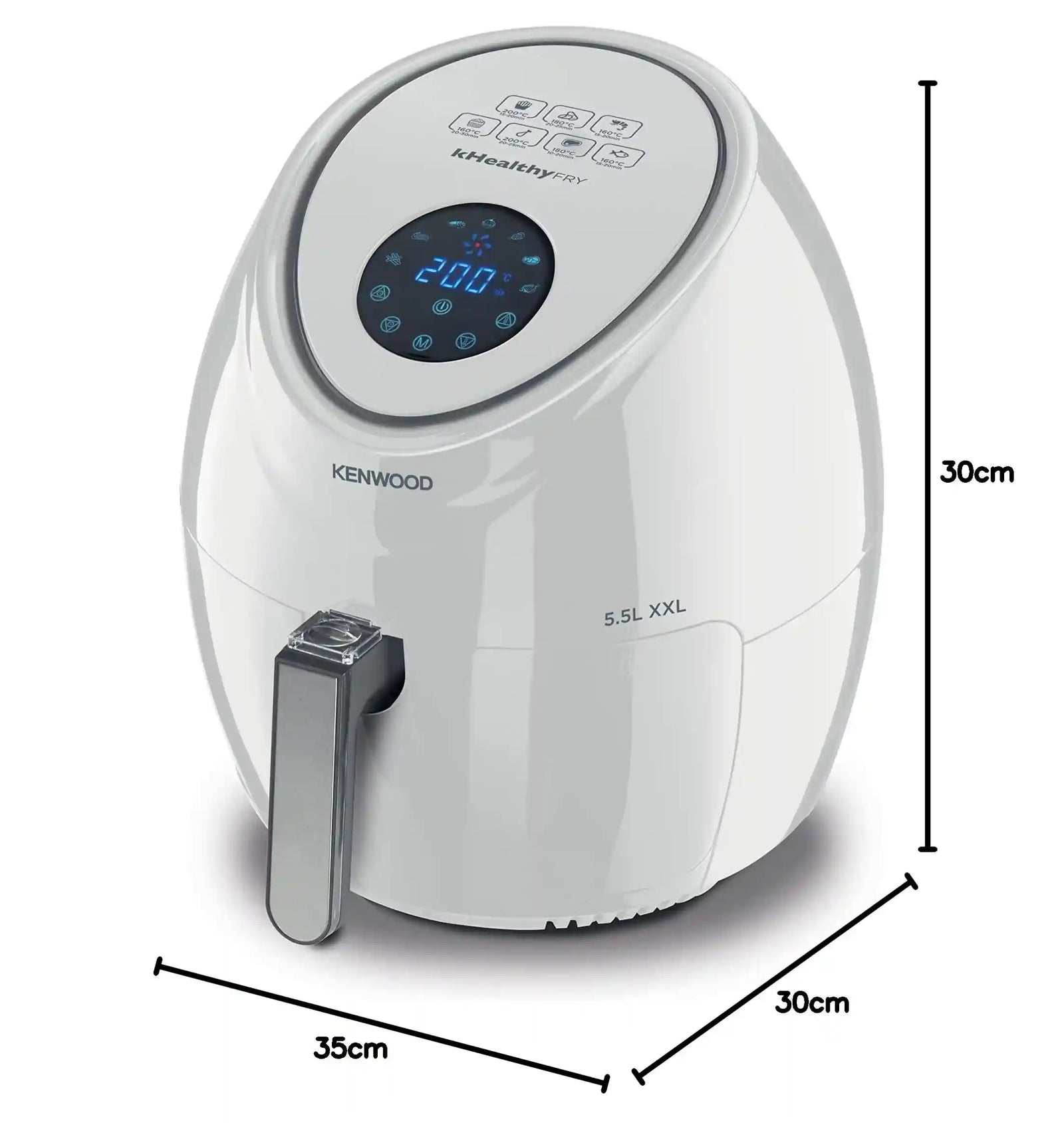 Kenwood Airfryer 5.5l, Large 5.5litre/2.4kg Capacity- White - HFP50.000WH (International Warranty) - 220V supply voltage and 50Hz - Safqqa Egypt