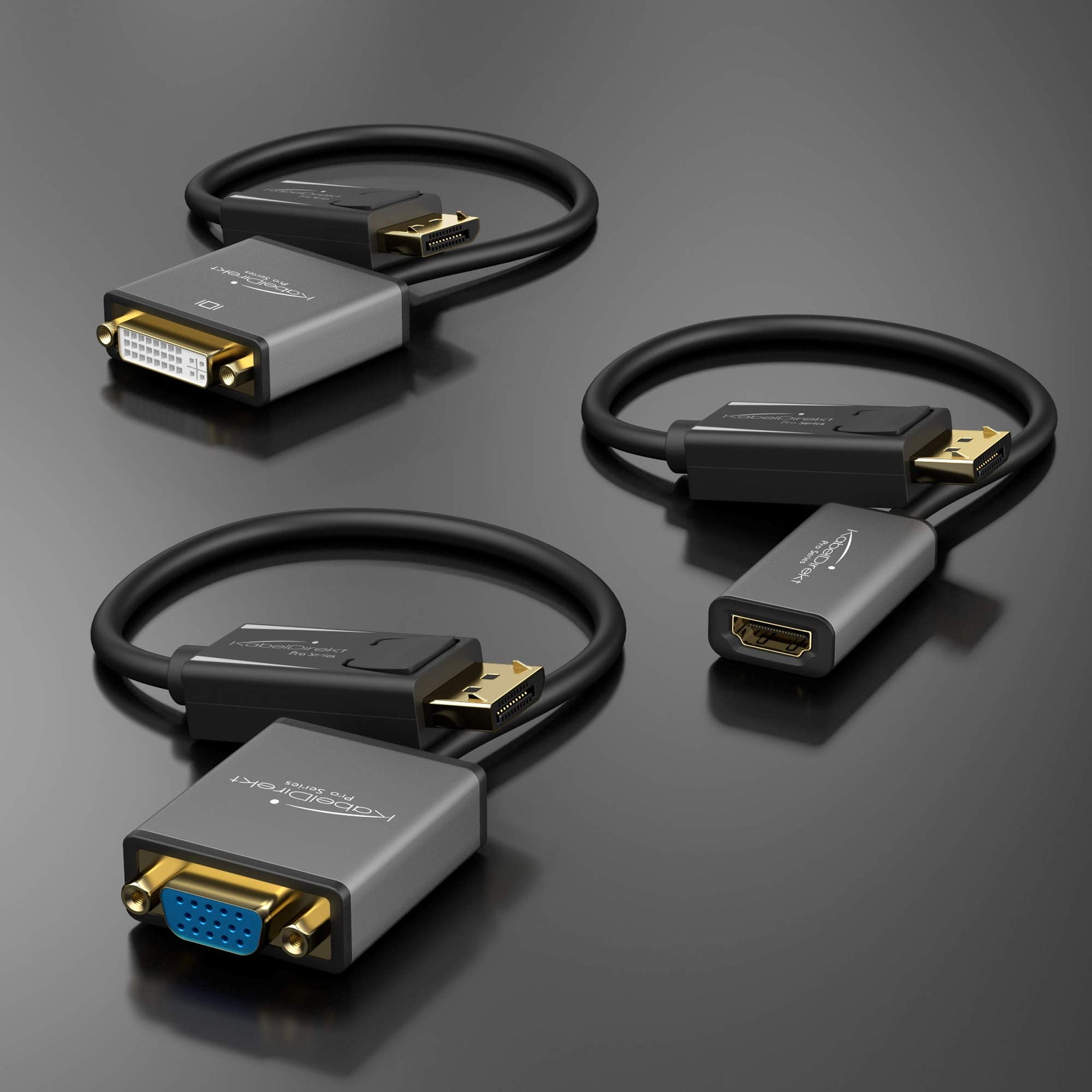 KabelDirekt – DisplayPort DP to VGA adapter – 0.15m – (maximum resolution 1920 x 1200/60Hz, suitable for all graphics cards with a DP output for connecting beamers or monitors with a VGA input)