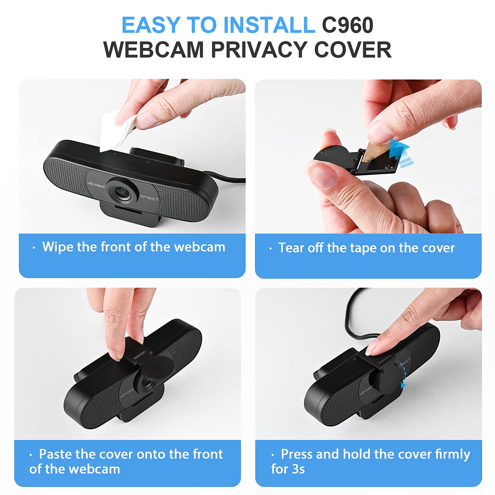 كاميرا ويب C960 بدقة 1080 بيكسل وزاوية 90 درجة مزودة بميكرفونين ومنفذ USB للتوصيل والتشغيل من اي ميت، للاب توب والكمبيوتر، بصري