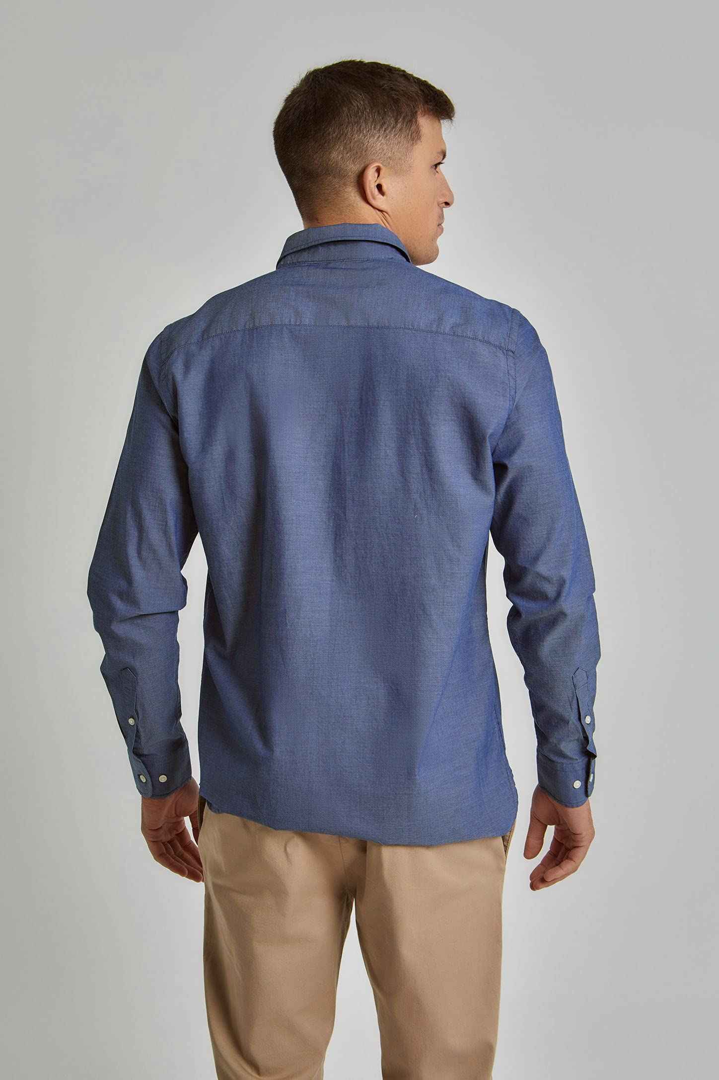 DALYDRESS Mens Casual Long Sleeve Regular Fit Chambray Shirt 220-558-2136-1936 Shirt - Safqqa Egypt