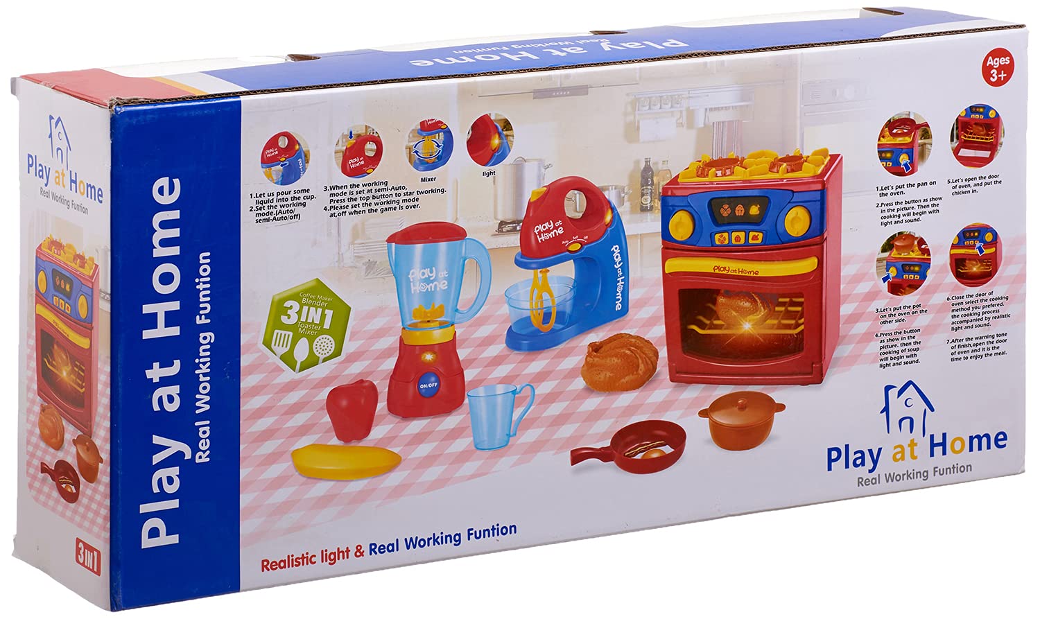 Qun Feng Toys Battery Operated 3-in-1 Kitchen Playset for Girls