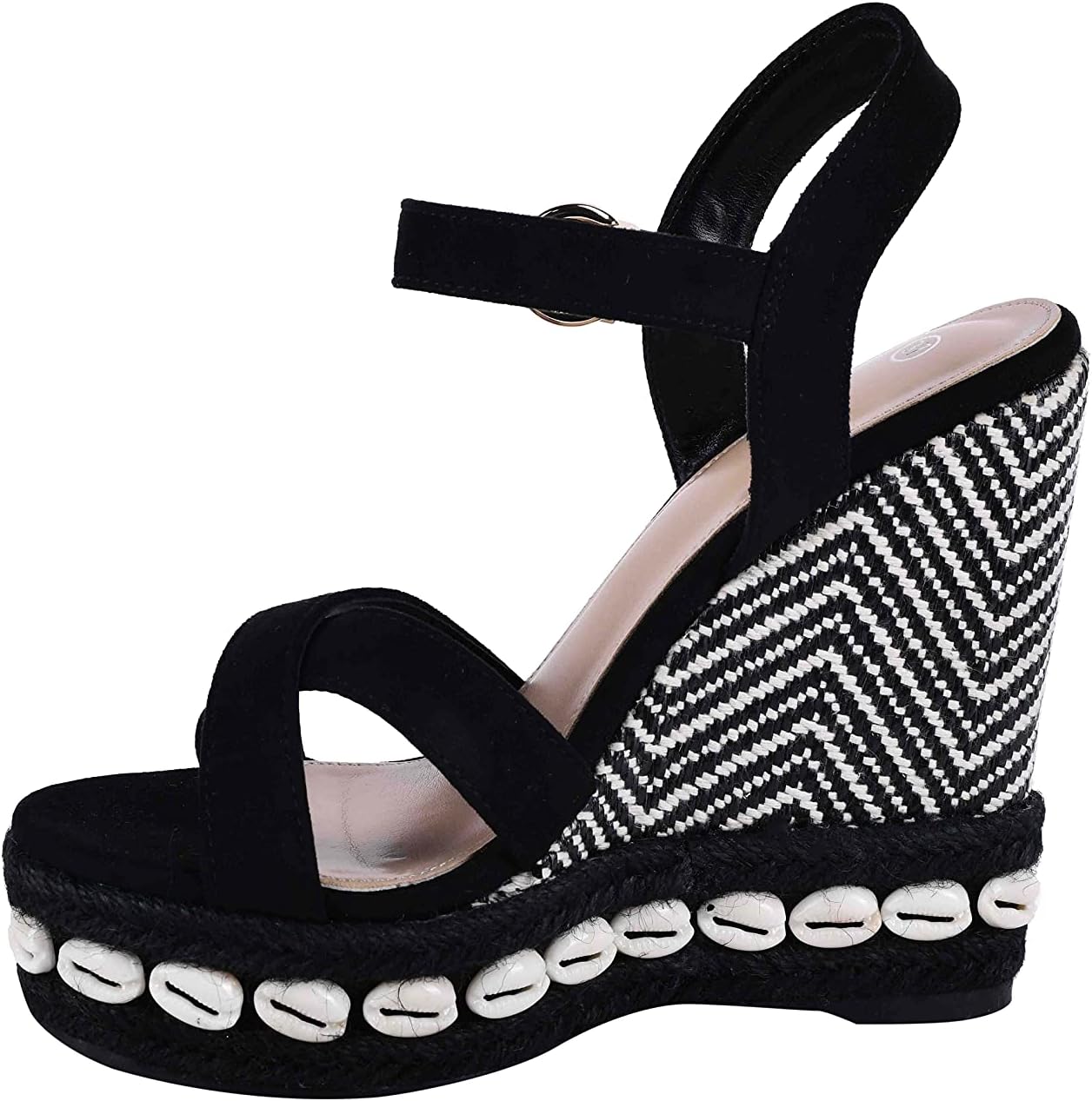 صندل Pixi Suede Shell Detail Cross Strap Wedge للنساء