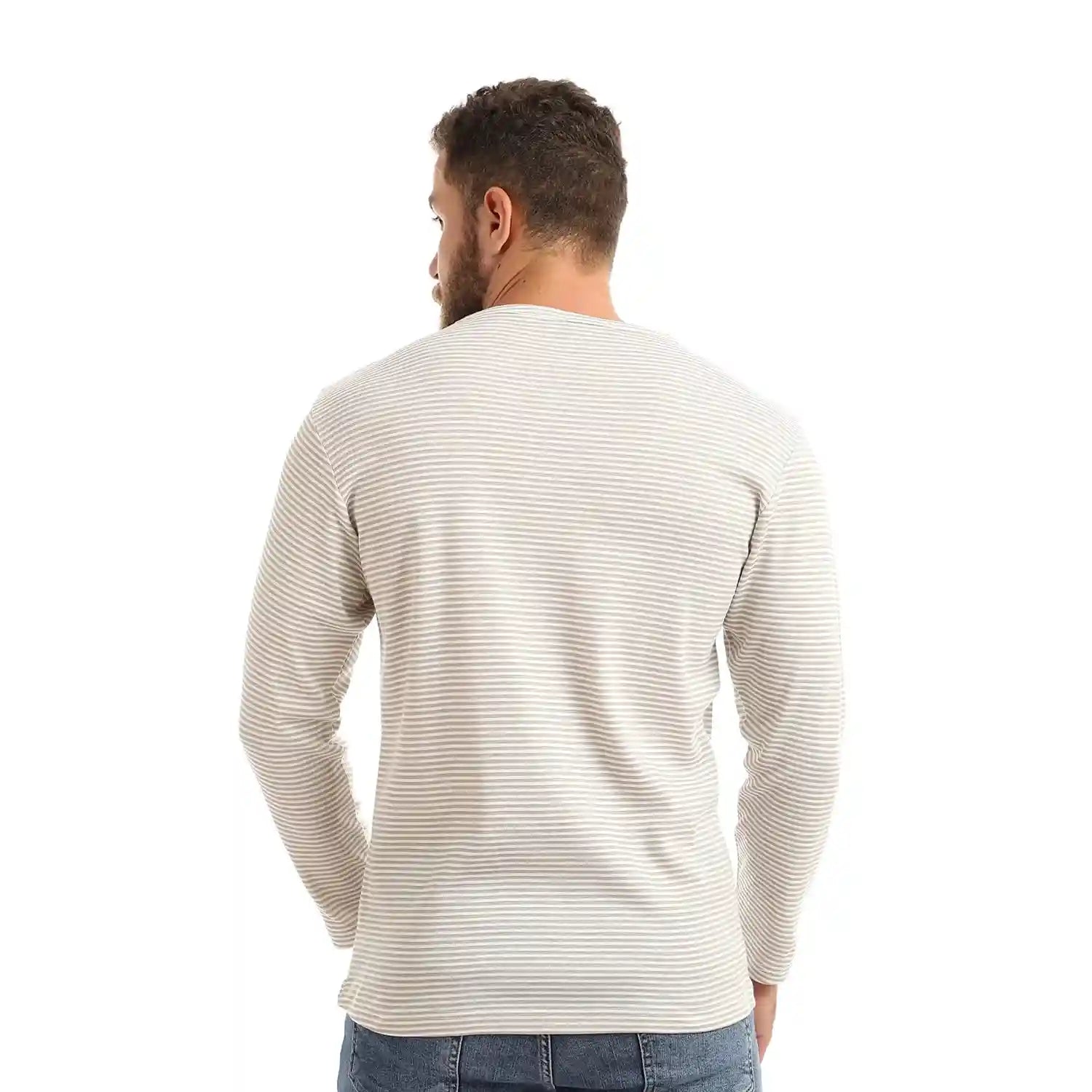 Offcliff Men’s Striped Long Sleeve Crew Neck Top