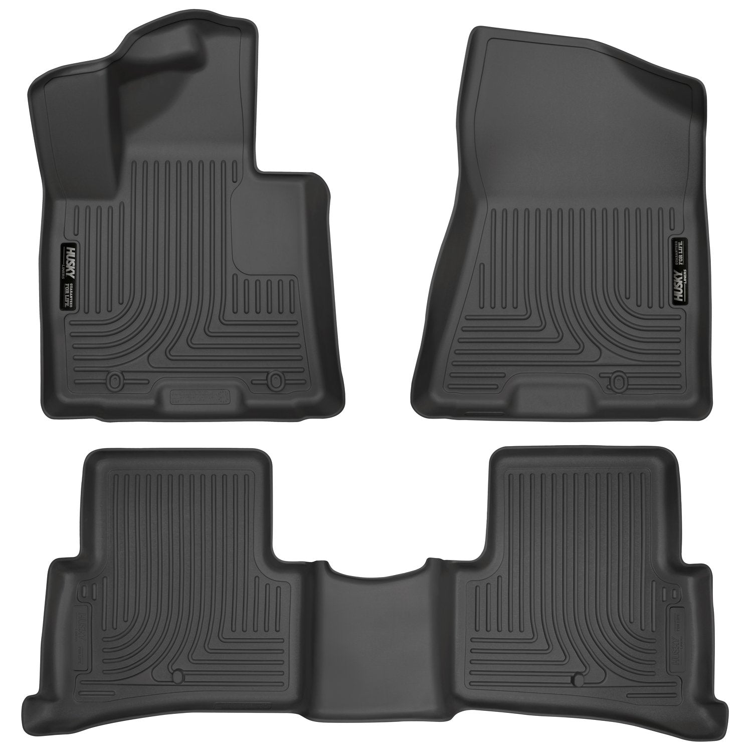 Husky Liners Weatherbeater | Fits 2019-2021 Hyundai Tucson, Fits 2017-2022 Kia Sportage, Front & 2nd Row Liners - Black, 3 pc. | 99891