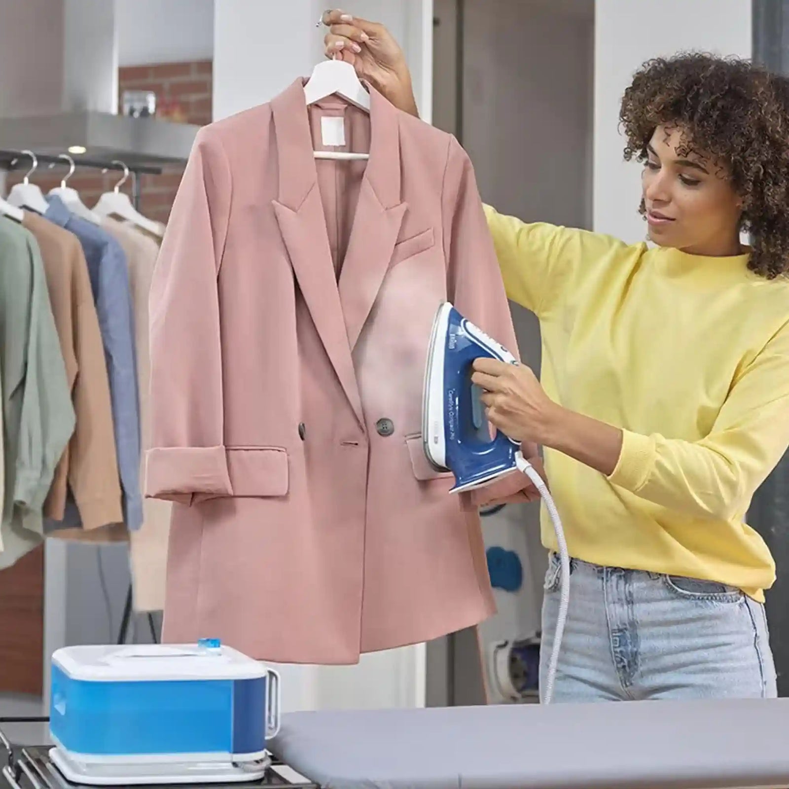 Braun CareStyle Compact Pro IS2565BL Steam Iron with FreeGlide 3D Technology, iCareMode, Eco & Turbo Modes, Vertical Steaming, Anti-Drip, 1.5L Water Tank, 2400W – Blue-Have Scratches - Safqqa Egypt