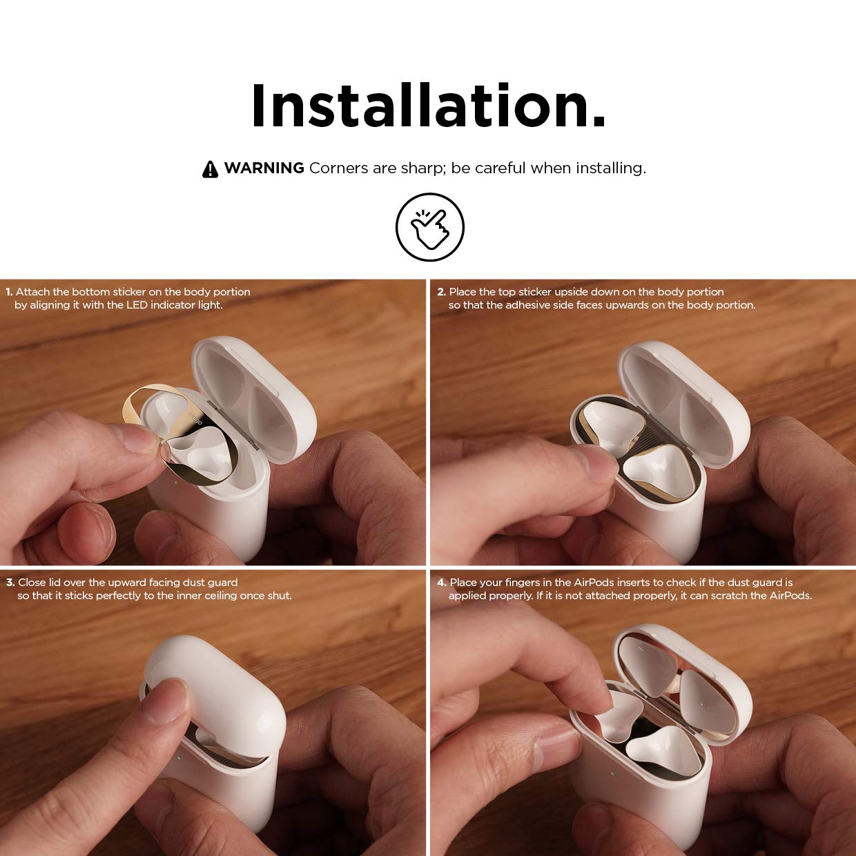 حماية الغبار Elago للجيل الثاني من سماعات أبل Airpods مجموعتين ذهبية