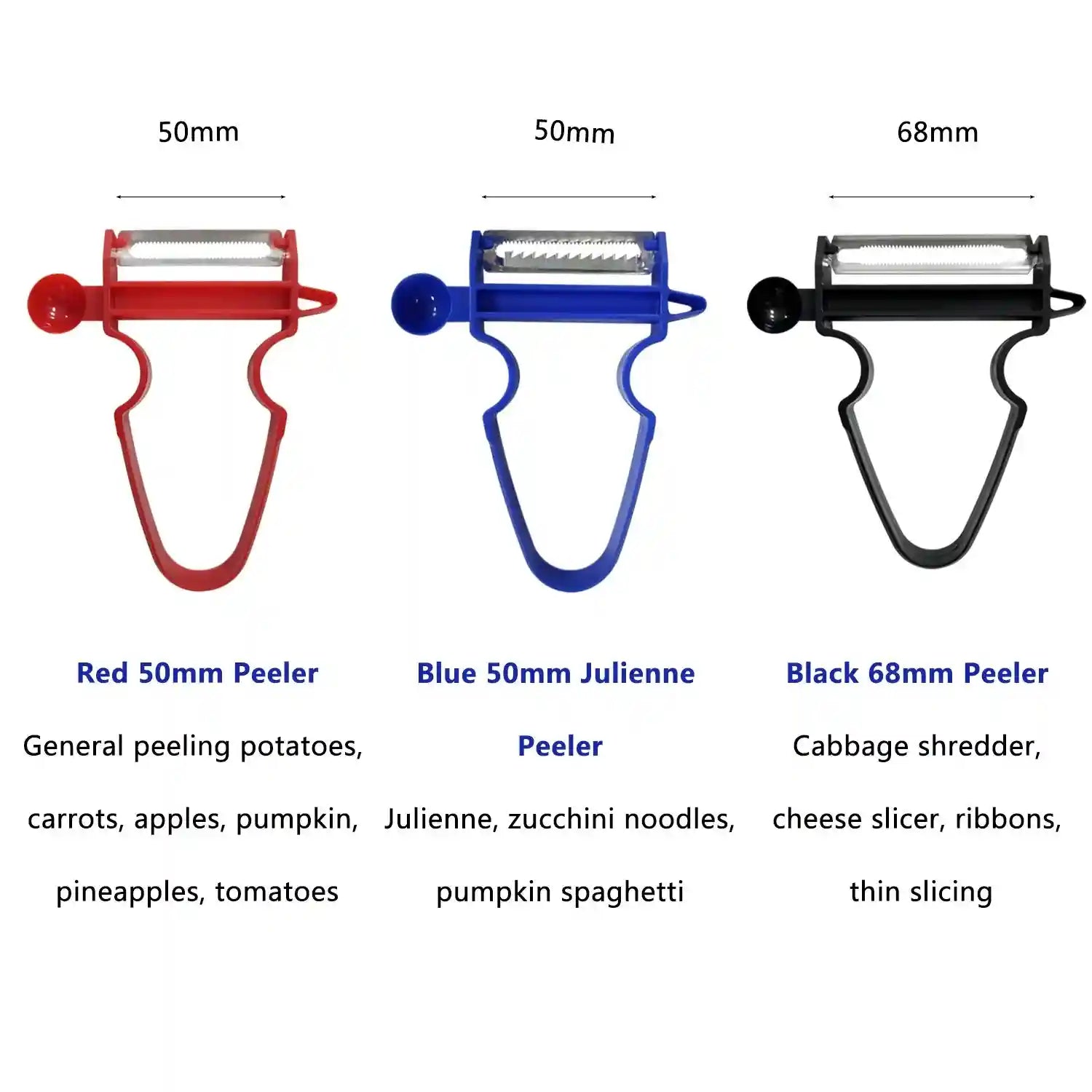 طقم 3 مقشرات Magic Trio – تقشير وتقطيع سريع للفواكه والخضروات – Safqqa Egypt