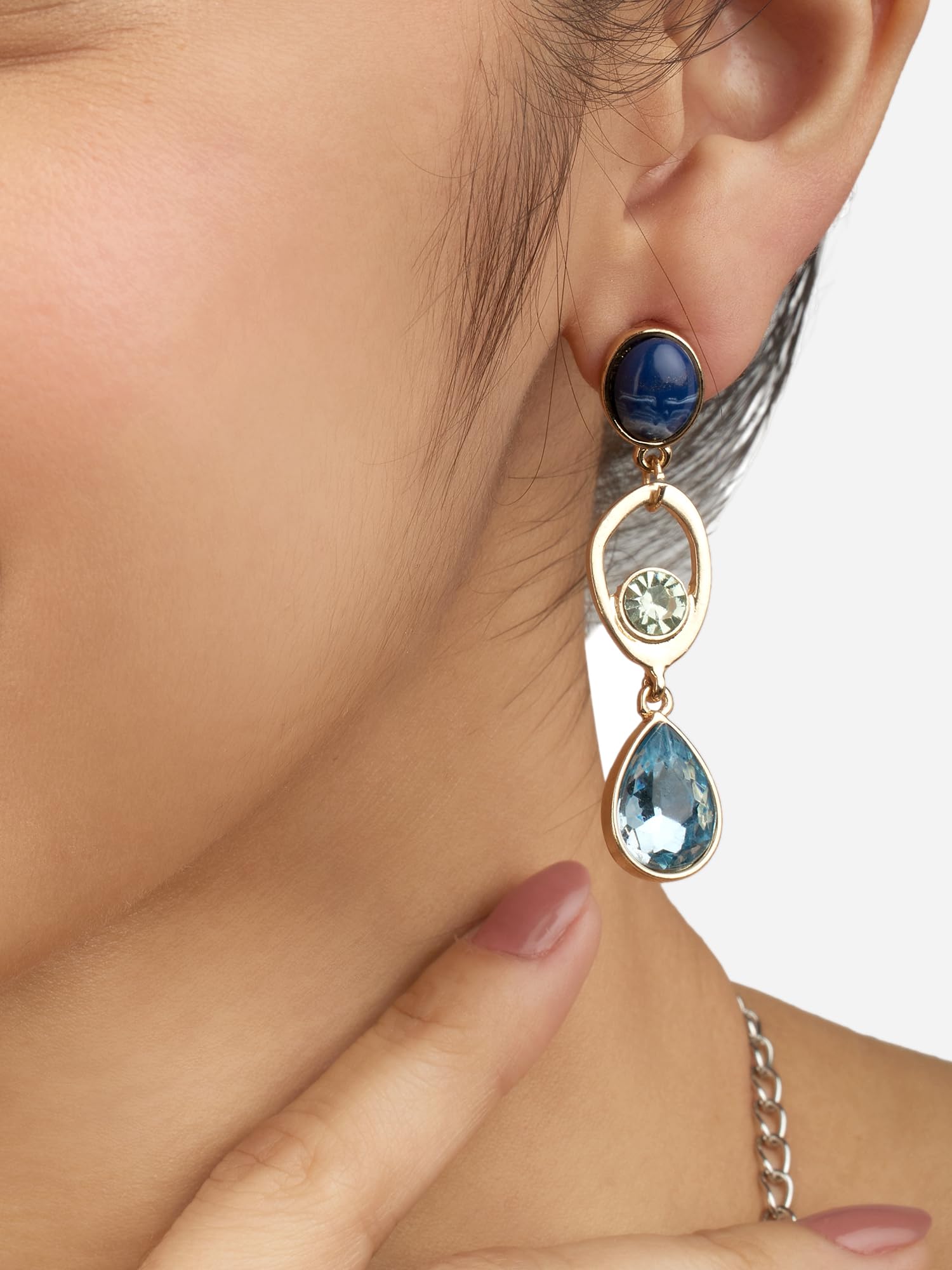 Zaveri Pearls Stones Embellished Classy Drop Earrings For Women - Safqqa Egypt