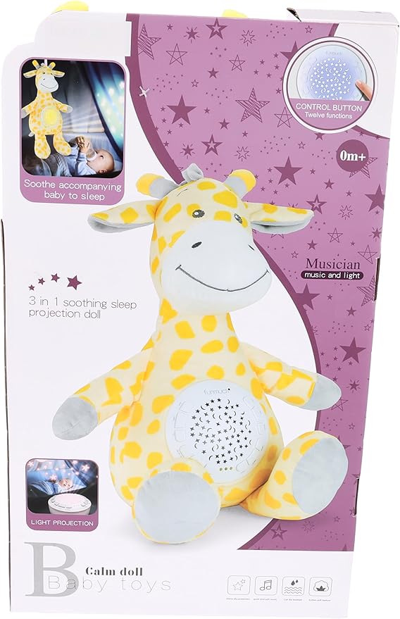 Awlad Farghaly Baby Sleep Projection Toy Giraffe Plush Rotating Night Light – Safqqa Egypt