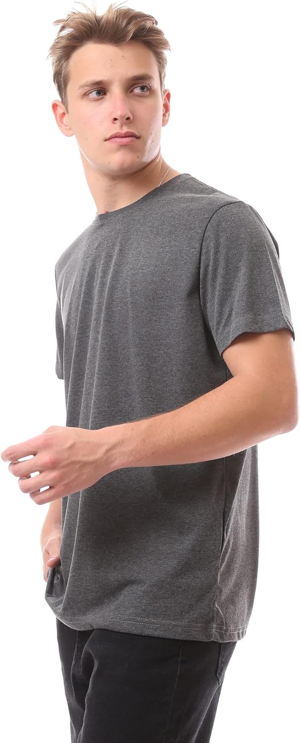 Ravin Men's Ribbed Crew Neck Solid Basic Cotton T-Shirt