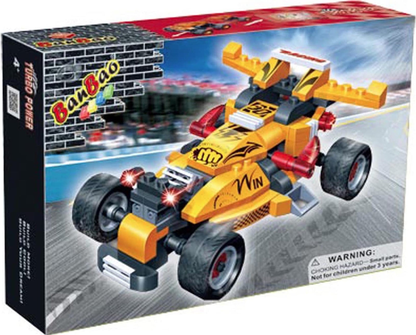 BanBao 8609 Turbo Power Pull-Back Action Building Set Race Car (132 Pieces)